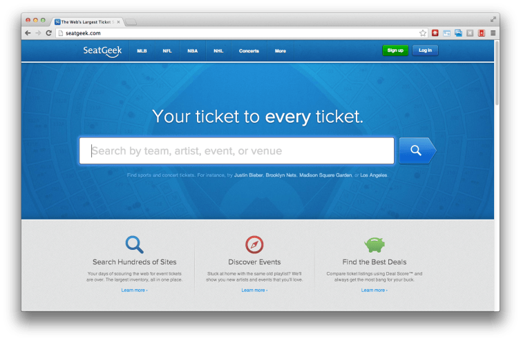 SeatGeek website