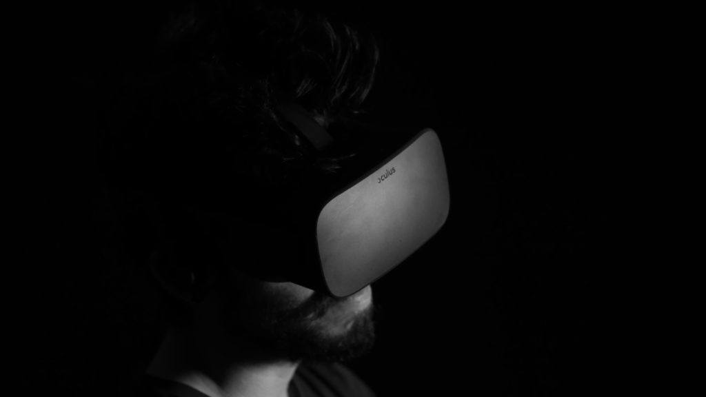 User wearing an Oculus headset.