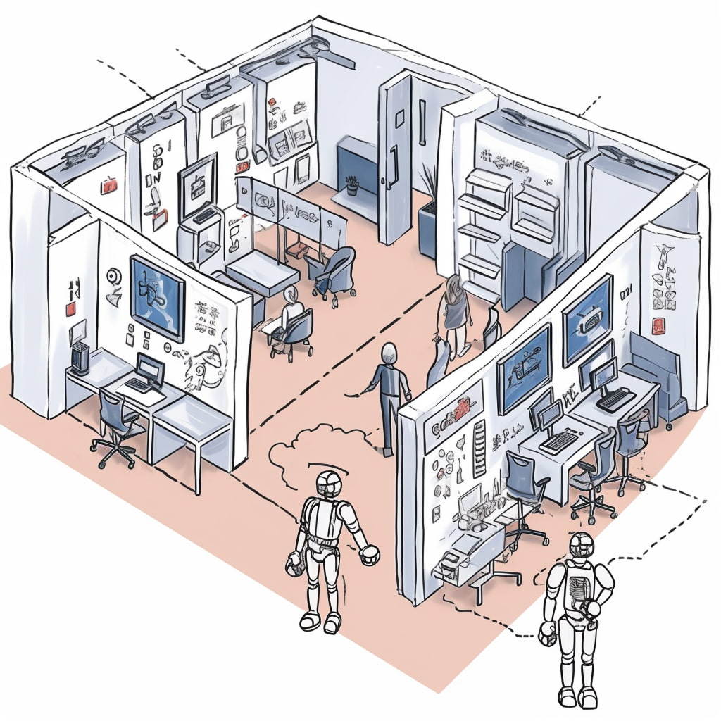 An abstract representation of supervised learning, which connects to the robotic engineering work we've done at Fresh. Leveraging the power of AI, our autonomous mobile robots have learned to recognize different types of doors in an office building and navigate an "non-ideal," challenging scenarios.