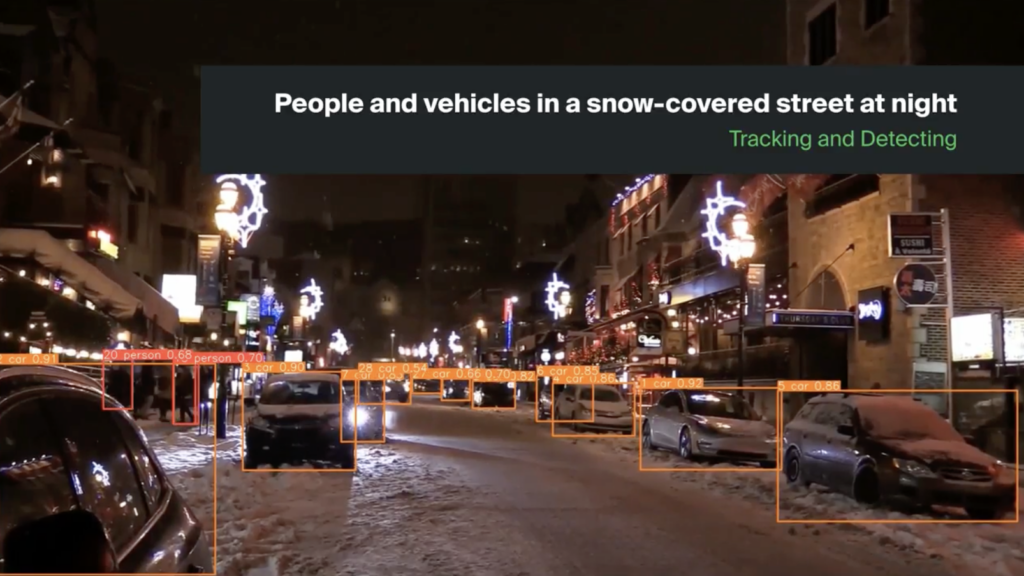 Fresh's portfolio includes unsupervised learning, with multiple object detection and tracking showcases of using DL models on video data, in different lightings and scenes. This is another example of the key concepts of AI at work in a real-world use case.