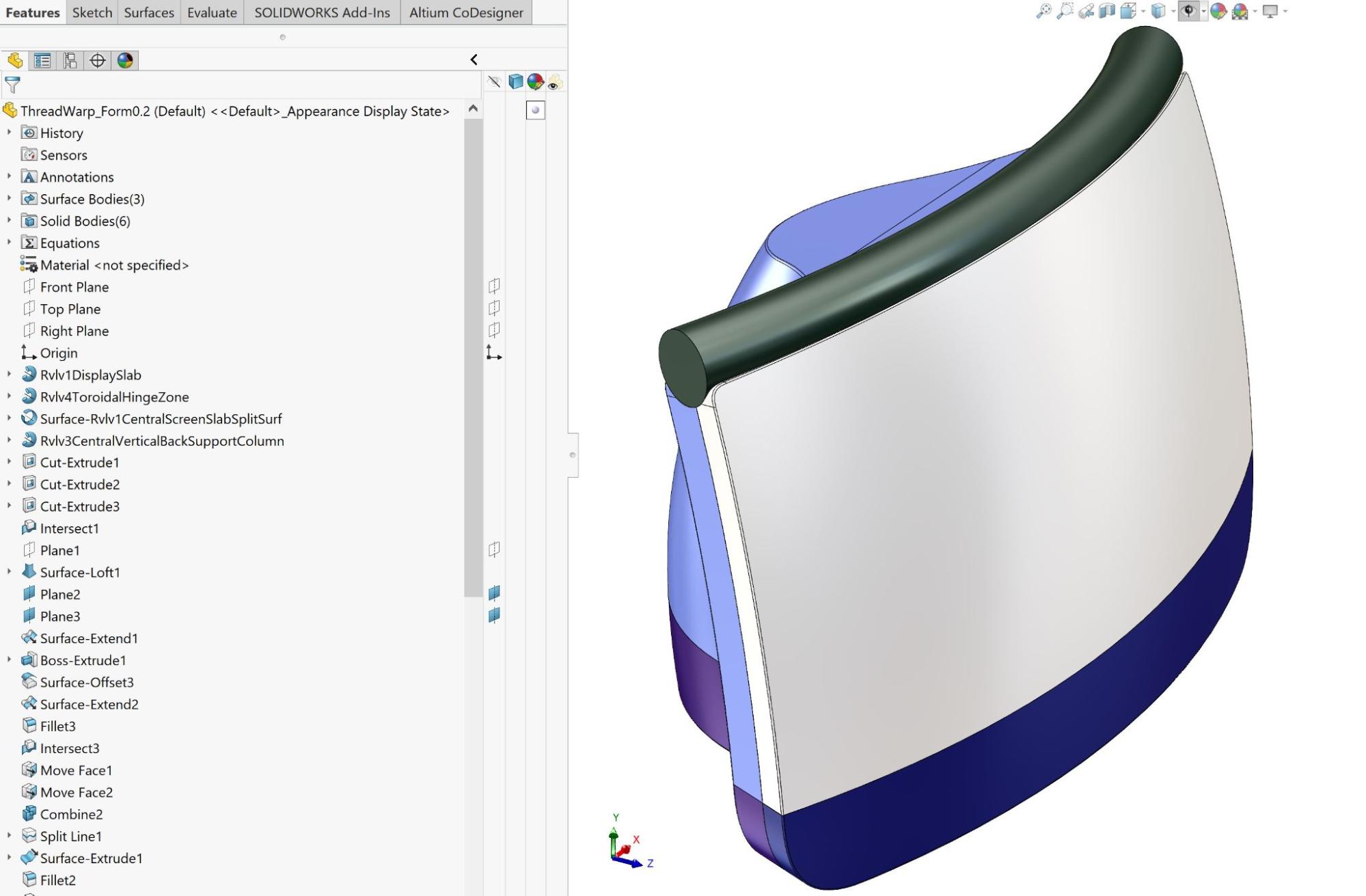 A sample of how files can be organized in a master modeling workflow within Solidworks.