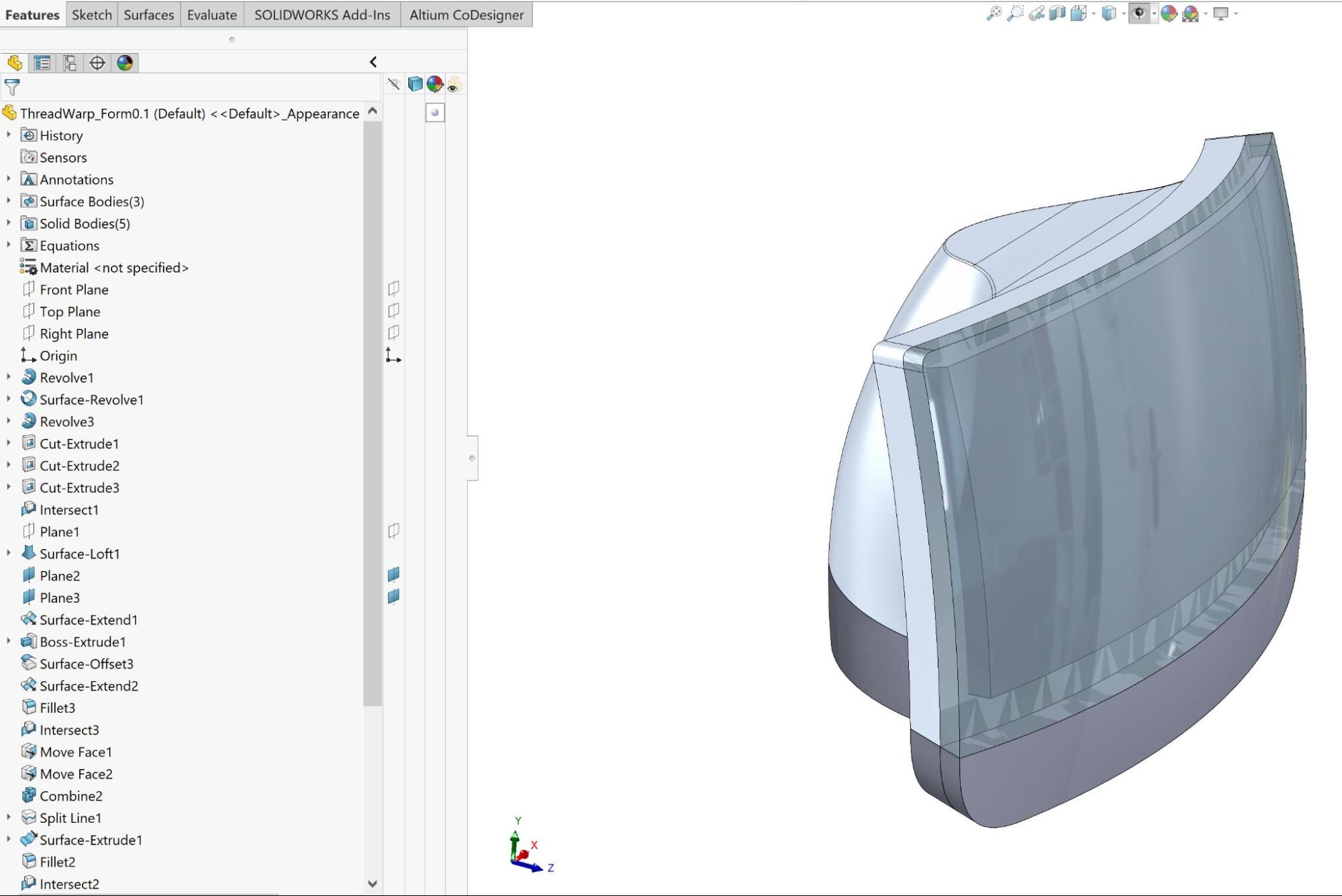 A sample of how files can be organized in a master modeling workflow within Solidworks.