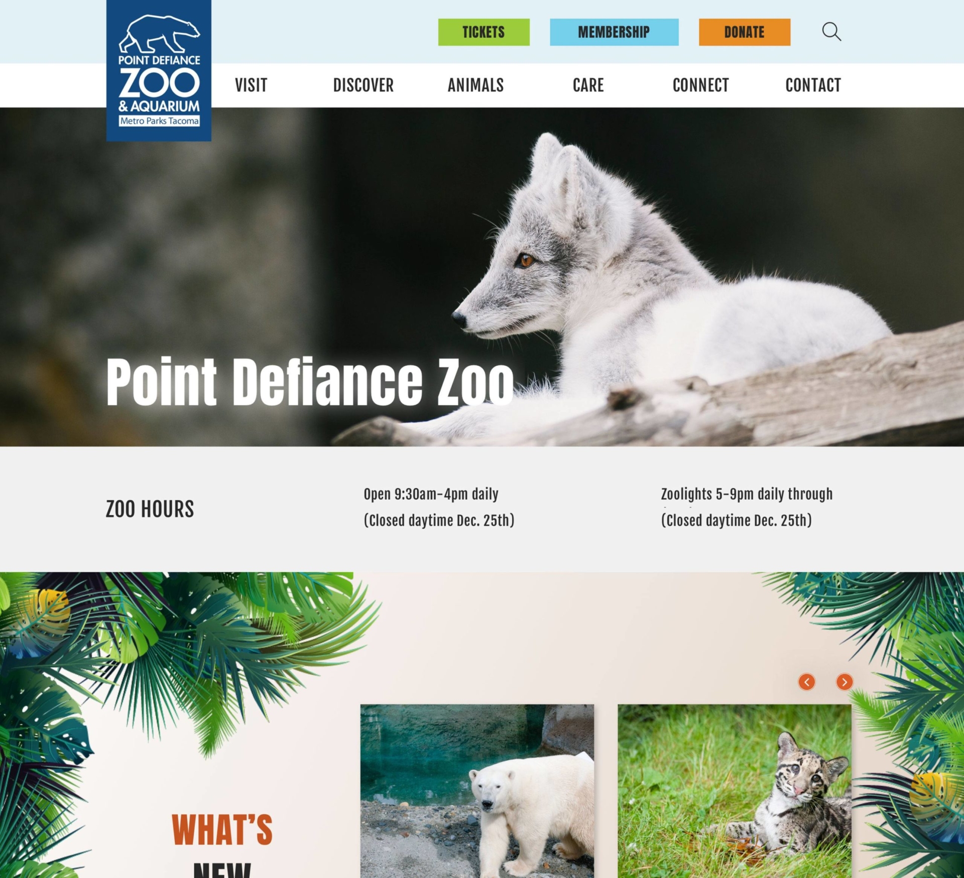 Screenshot of Point Defiance Zoo website
